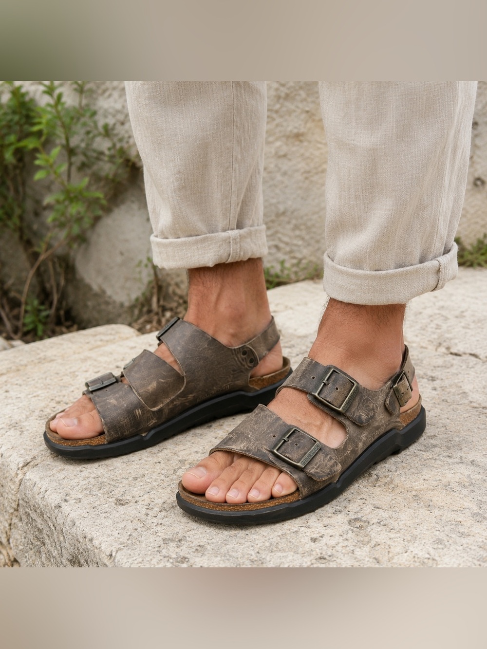 Birkenstock Tatami Nebraska EU 40 Brown Leather 3 Buckles Back Strap Sandals Y2K